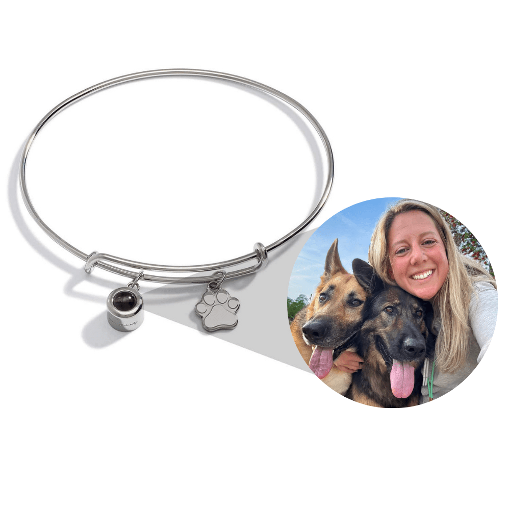 Personlig armring med pote-charm og foto