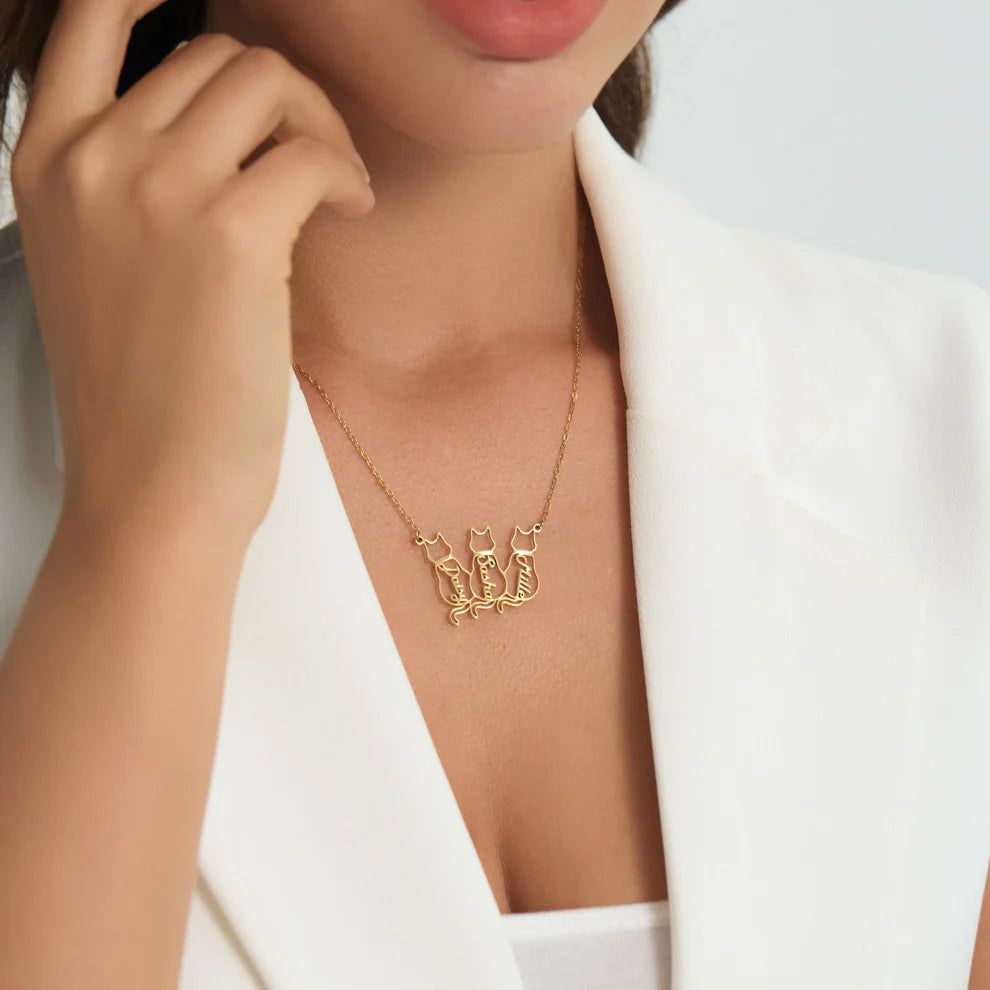 Personligt kattehalskæde med navn