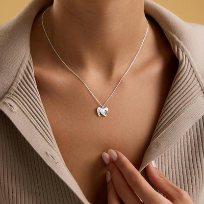 Personlig halskæde med pote hjerte og navn